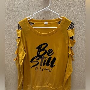 Long Sleeve Top withh Leopard Peek A Boo Sleeves